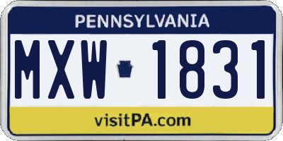 PA license plate MXW1831