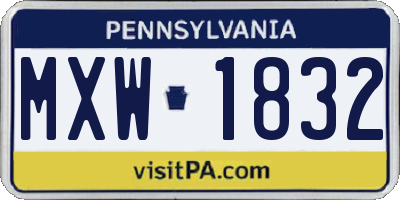 PA license plate MXW1832