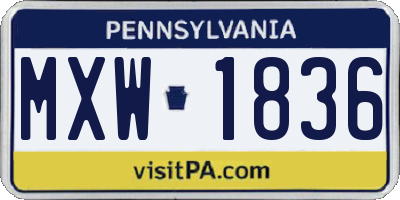 PA license plate MXW1836