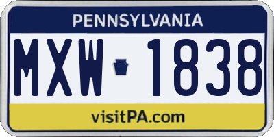 PA license plate MXW1838