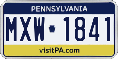 PA license plate MXW1841