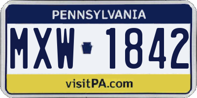 PA license plate MXW1842