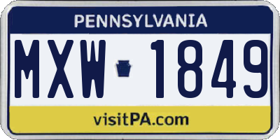 PA license plate MXW1849