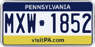 PA license plate MXW1852