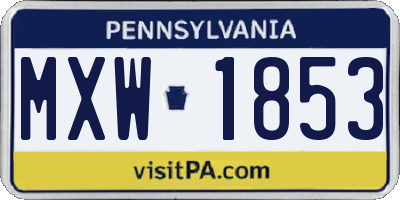 PA license plate MXW1853