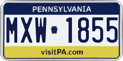 PA license plate MXW1855