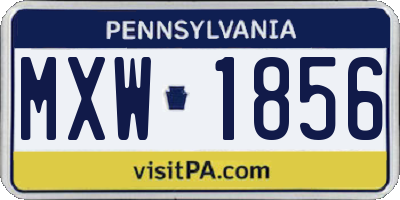 PA license plate MXW1856