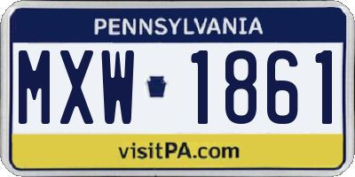 PA license plate MXW1861