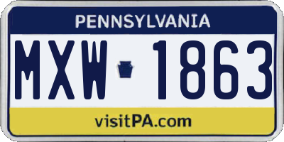 PA license plate MXW1863