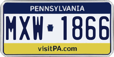 PA license plate MXW1866