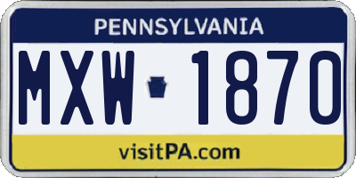 PA license plate MXW1870