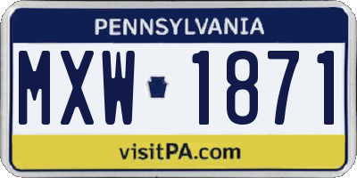 PA license plate MXW1871