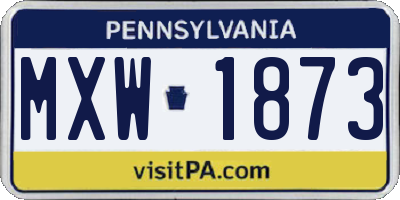 PA license plate MXW1873