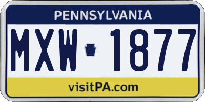 PA license plate MXW1877