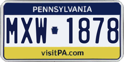 PA license plate MXW1878