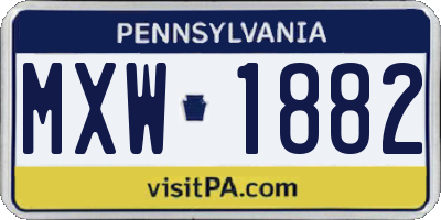 PA license plate MXW1882