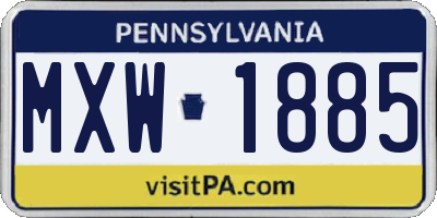 PA license plate MXW1885