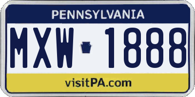 PA license plate MXW1888