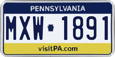 PA license plate MXW1891