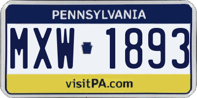 PA license plate MXW1893