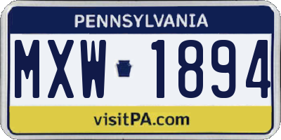 PA license plate MXW1894