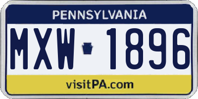 PA license plate MXW1896