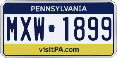 PA license plate MXW1899