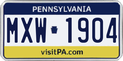 PA license plate MXW1904