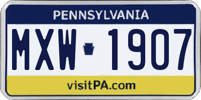 PA license plate MXW1907
