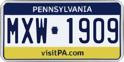 PA license plate MXW1909