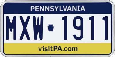 PA license plate MXW1911