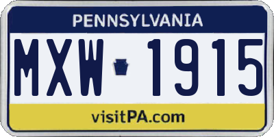 PA license plate MXW1915