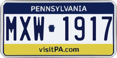 PA license plate MXW1917