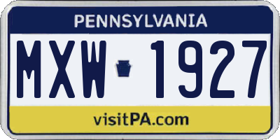 PA license plate MXW1927