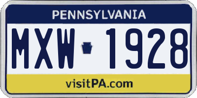 PA license plate MXW1928