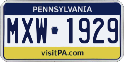 PA license plate MXW1929