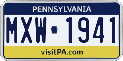 PA license plate MXW1941