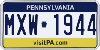 PA license plate MXW1944