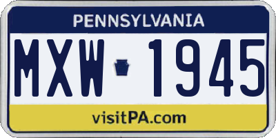 PA license plate MXW1945