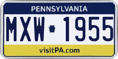 PA license plate MXW1955