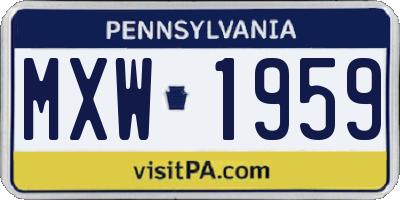PA license plate MXW1959