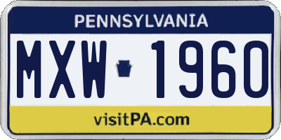 PA license plate MXW1960