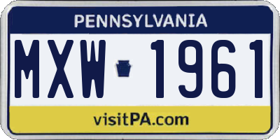 PA license plate MXW1961