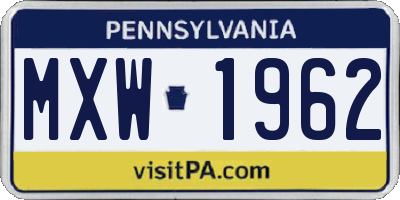 PA license plate MXW1962