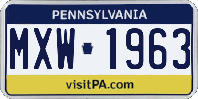 PA license plate MXW1963