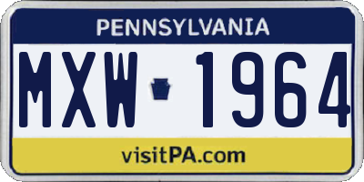 PA license plate MXW1964