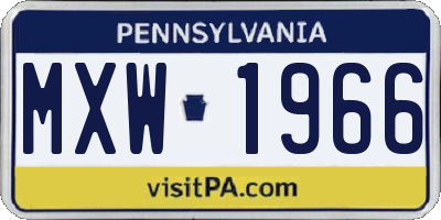 PA license plate MXW1966