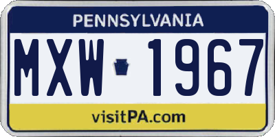 PA license plate MXW1967