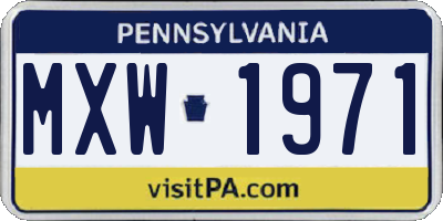 PA license plate MXW1971