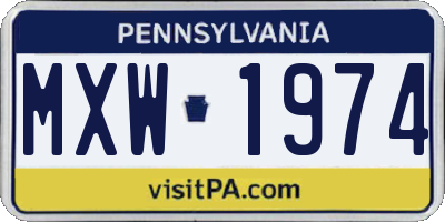 PA license plate MXW1974